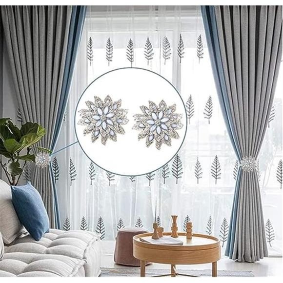 Classic Luxury Big Crystal Magnetic Curtain Tieback and Holdback Flower Curtain - Picture 6 of 6